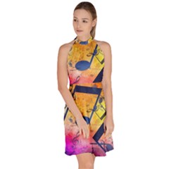 Sleeveless Halter Neck A-Line Dress 