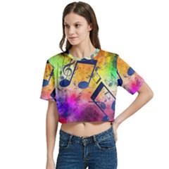 Women s Round Neck Short Sleeve Crop Top 