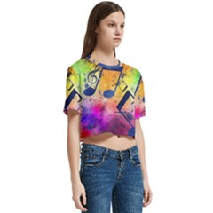 Women s Round Neck Short Sleeve Crop Top 