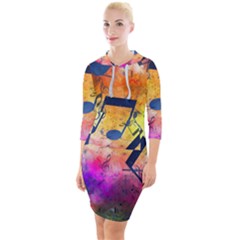 Quarter Sleeve Hood Bodycon Dress 