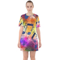 Sixties Short Sleeve Mini Dress 