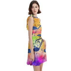 Cocktail Party Halter Sleeveless Dress With Pockets 