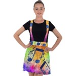 Music Texture, Grunge Music Background Velvet Suspender Skater Skirt