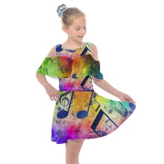 Kids  Shoulder Cutout Chiffon Dress 