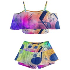 Kids  Off Shoulder Skirt Bikini 