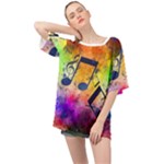 Music Texture, Grunge Music Background Oversized Chiffon Top