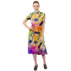 Keyhole Neckline Chiffon Dress 