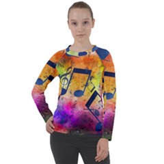 Music Texture, Grunge Music Background Women s Long Sleeve Raglan T