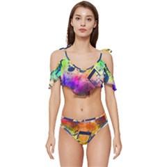 Ruffle Edge Tie Up Bikini Set	 