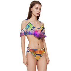 Ruffle Edge Tie Up Bikini Set	 