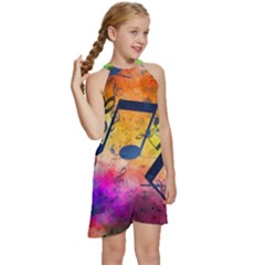 Kids  Halter Collar Waist Tie Chiffon Dress 