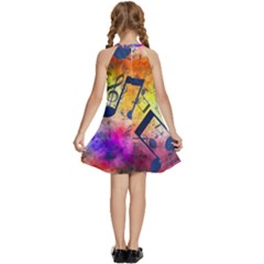 Kids  Halter Collar Waist Tie Chiffon Dress 