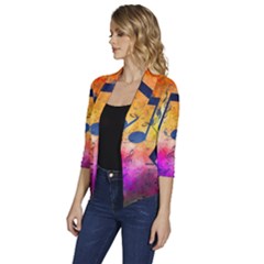 Women s Draped Front 3/4 Sleeve Shawl Collar Jacket 