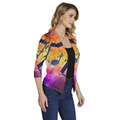 Women s Draped Front 3/4 Sleeve Shawl Collar Jacket 