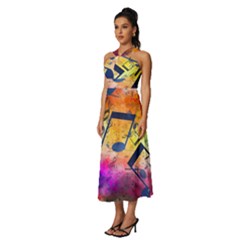 Sleeveless Cross Front Cocktail Midi Chiffon Dress 