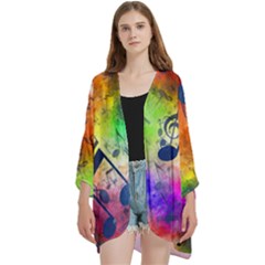 Open Front 3/4 Sleeve Batwing Chiffon Cardigan Kimono 