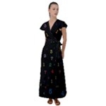 Numbers, Math, Keyboard Flutter Sleeve Maxi Dress