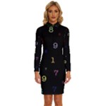 Numbers, Math, Keyboard Long Sleeve Shirt Collar Bodycon Dress