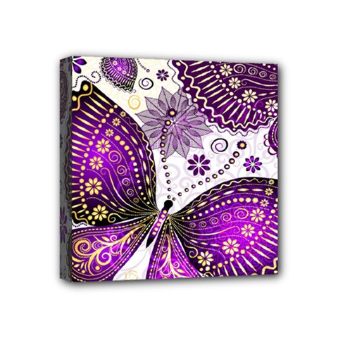 Purple Butterflies, Abstract, Floral, Flowers Mini Canvas 4  x 4  (Stretched) from ArtsNow.com