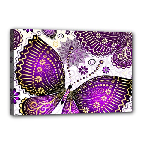 Purple Butterflies, Abstract, Floral, Flowers Canvas 18  x 12  (Stretched) from ArtsNow.com