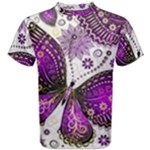 Purple Butterflies, Abstract, Floral, Flowers Men s Cotton T-Shirt