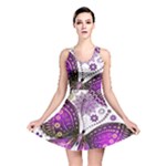 Purple Butterflies, Abstract, Floral, Flowers Reversible Skater Dress