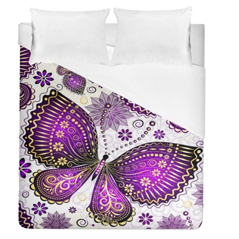 Purple Butterflies, Abstract, Floral, Flowers Duvet Cover (Queen Size) from ArtsNow.com