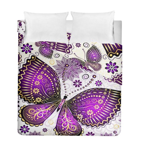 Purple Butterflies, Abstract, Floral, Flowers Duvet Cover Double Side (Full/ Double Size) from ArtsNow.com