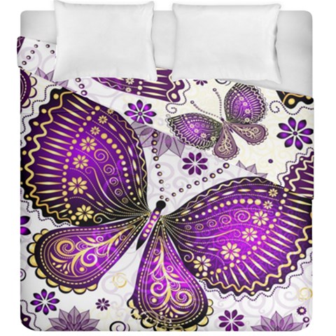 Purple Butterflies, Abstract, Floral, Flowers Duvet Cover Double Side (King Size) from ArtsNow.com