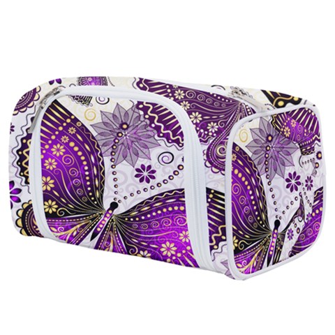 Purple Butterflies, Abstract, Floral, Flowers Toiletries Pouch from ArtsNow.com