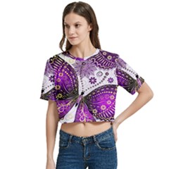 Women s Round Neck Short Sleeve Crop Top 