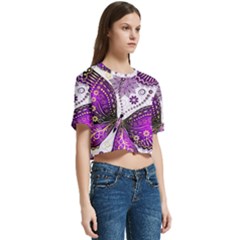 Women s Round Neck Short Sleeve Crop Top 