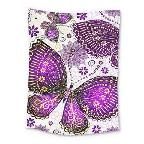 Purple Butterflies, Abstract, Floral, Flowers Medium Tapestry from ArtsNow.com