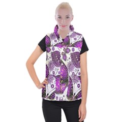 Purple Butterflies, Abstract, Floral, Flowers Women s Button Up Vest from ArtsNow.com