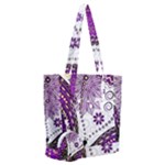 Purple Butterflies, Abstract, Floral, Flowers Everyday Shoulder Bag with Pouch Bag