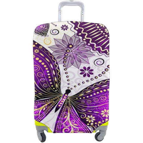 Purple Butterflies, Abstract, Floral, Flowers Luggage Cover (Large) from ArtsNow.com