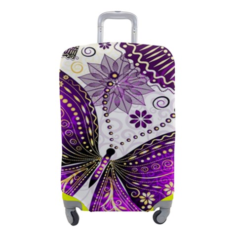 Purple Butterflies, Abstract, Floral, Flowers Luggage Cover (Small) from ArtsNow.com