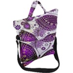 Purple Butterflies, Abstract, Floral, Flowers Fold Over Handle Tote Bag