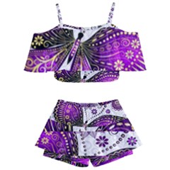 Kids  Off Shoulder Skirt Bikini 