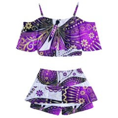 Kids  Off Shoulder Skirt Bikini 