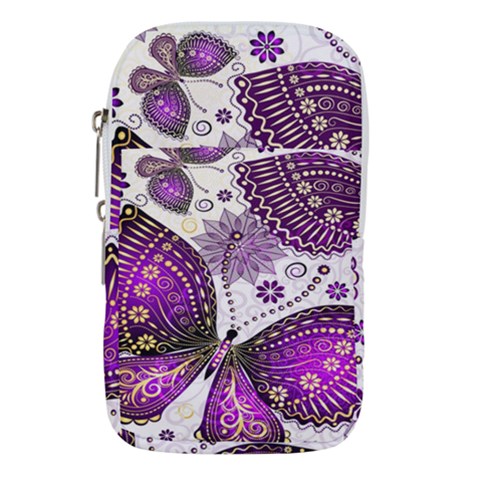 Purple Butterflies, Abstract, Floral, Flowers Waist Pouch (Large) from ArtsNow.com