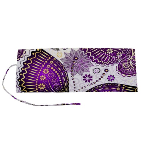 Purple Butterflies, Abstract, Floral, Flowers Roll Up Canvas Pencil Holder (S) from ArtsNow.com