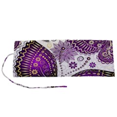 Purple Butterflies, Abstract, Floral, Flowers Roll Up Canvas Pencil Holder (S) from ArtsNow.com