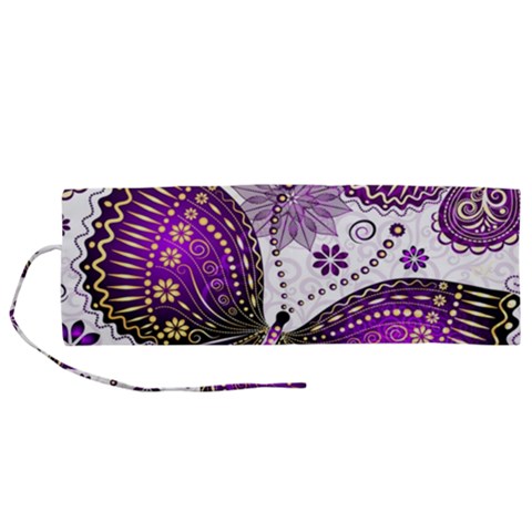 Purple Butterflies, Abstract, Floral, Flowers Roll Up Canvas Pencil Holder (M) from ArtsNow.com