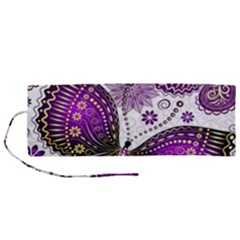 Purple Butterflies, Abstract, Floral, Flowers Roll Up Canvas Pencil Holder (M) from ArtsNow.com