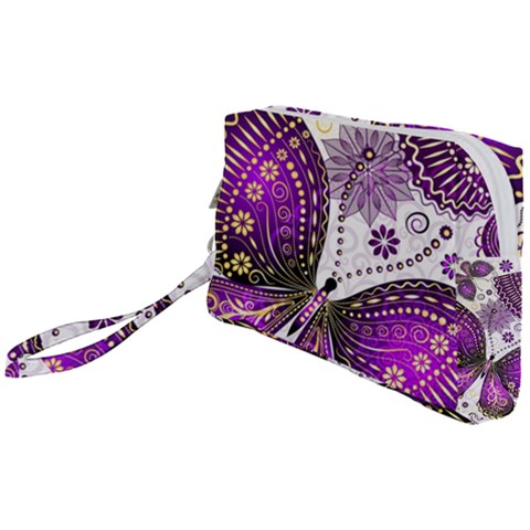 Purple Butterflies, Abstract, Floral, Flowers Wristlet Pouch Bag (Small) from ArtsNow.com