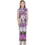 Purple Butterflies, Abstract, Floral, Flowers Kids  Sleeveless Ruffle Edge Band Collar Chiffon One Piece