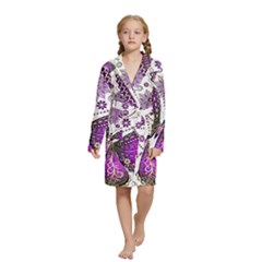 Purple Butterflies, Abstract, Floral, Flowers Kids  Long Sleeve Velvet Lounge Robe from ArtsNow.com