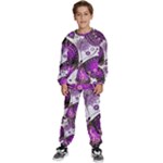 Purple Butterflies, Abstract, Floral, Flowers Kids  Sweatshirt set