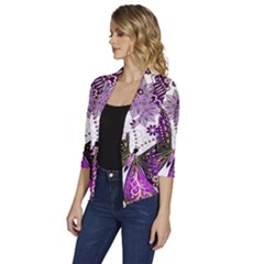 Women s Draped Front 3/4 Sleeve Shawl Collar Jacket 